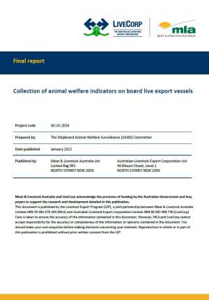 Collection of animal welfare indicators on board live export vessels