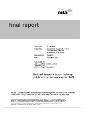 National livestock export industry shipboard performance report 2009