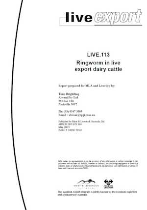 Ringworm in live export dairy cattle