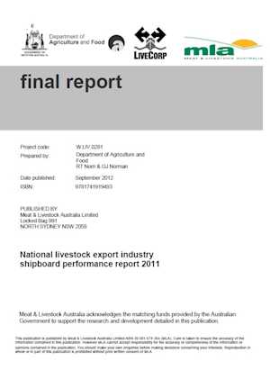 National livestock export industry shipboard performance report 2011