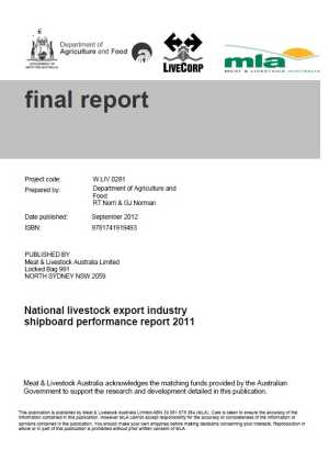 National livestock export industry shipboard performance report 2011