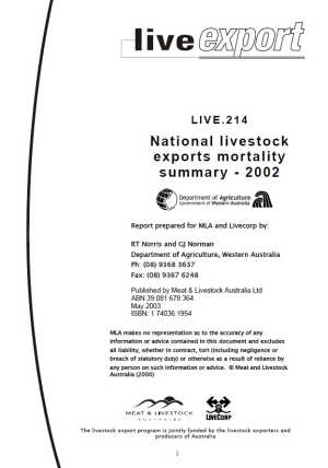 National livestock exports mortality summary 2002