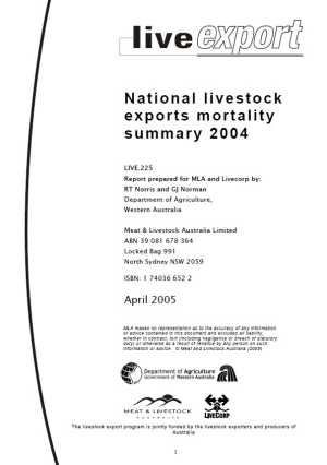 National livestock exports mortality summary 2004