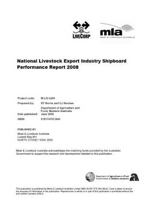 National livestock export industry shipboard performance report 2008