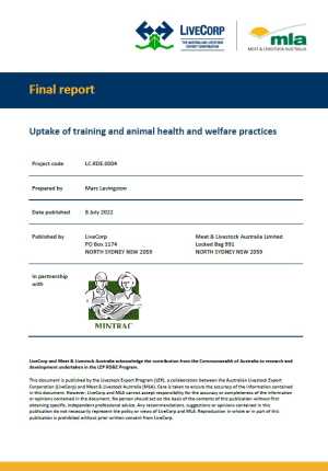 Uptake of training and animal health and welfare practices