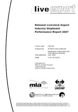 National livestock export industry shipboard performance report 2007