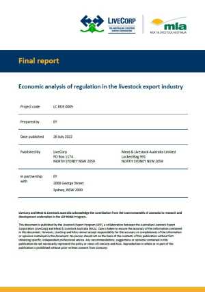 Economic analysis of regulation in the livestock export industry