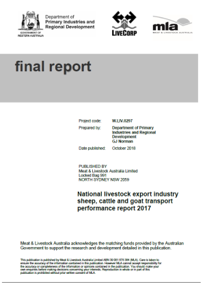 National livestock export industry sheep, cattle and goat transport performance report 2017