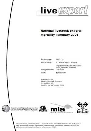 National livestock exports mortality summary 2005