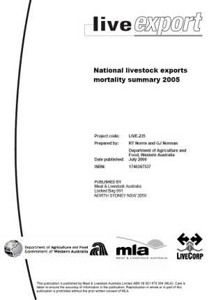 National livestock exports mortality summary 2005