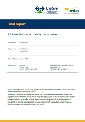 Shipboard stockperson training course review