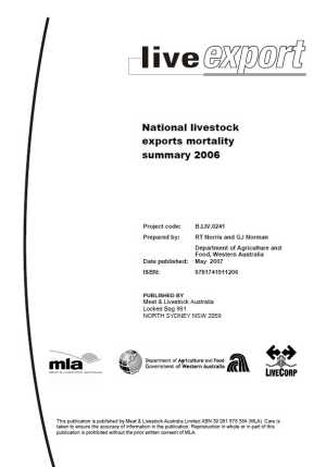 National livestock export industry shipboard performance report 2006