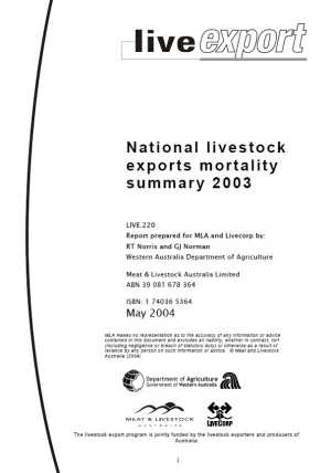 National livestock exports mortality summary 2003
