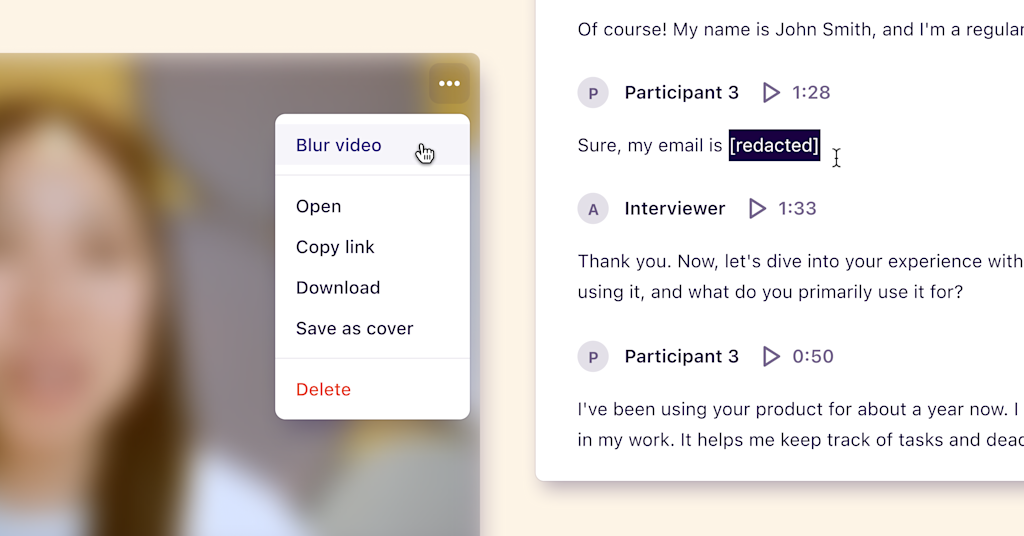 Video, audio and text redaction