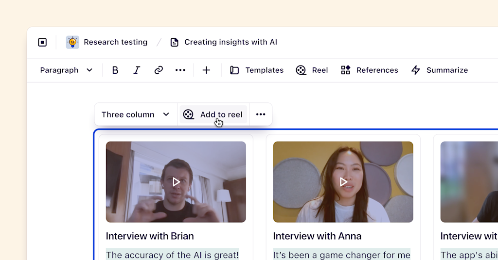 Create a reel directly from a layout