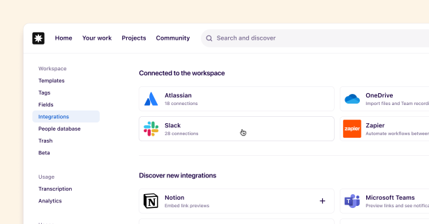 Manage and discover integrations from your settings page