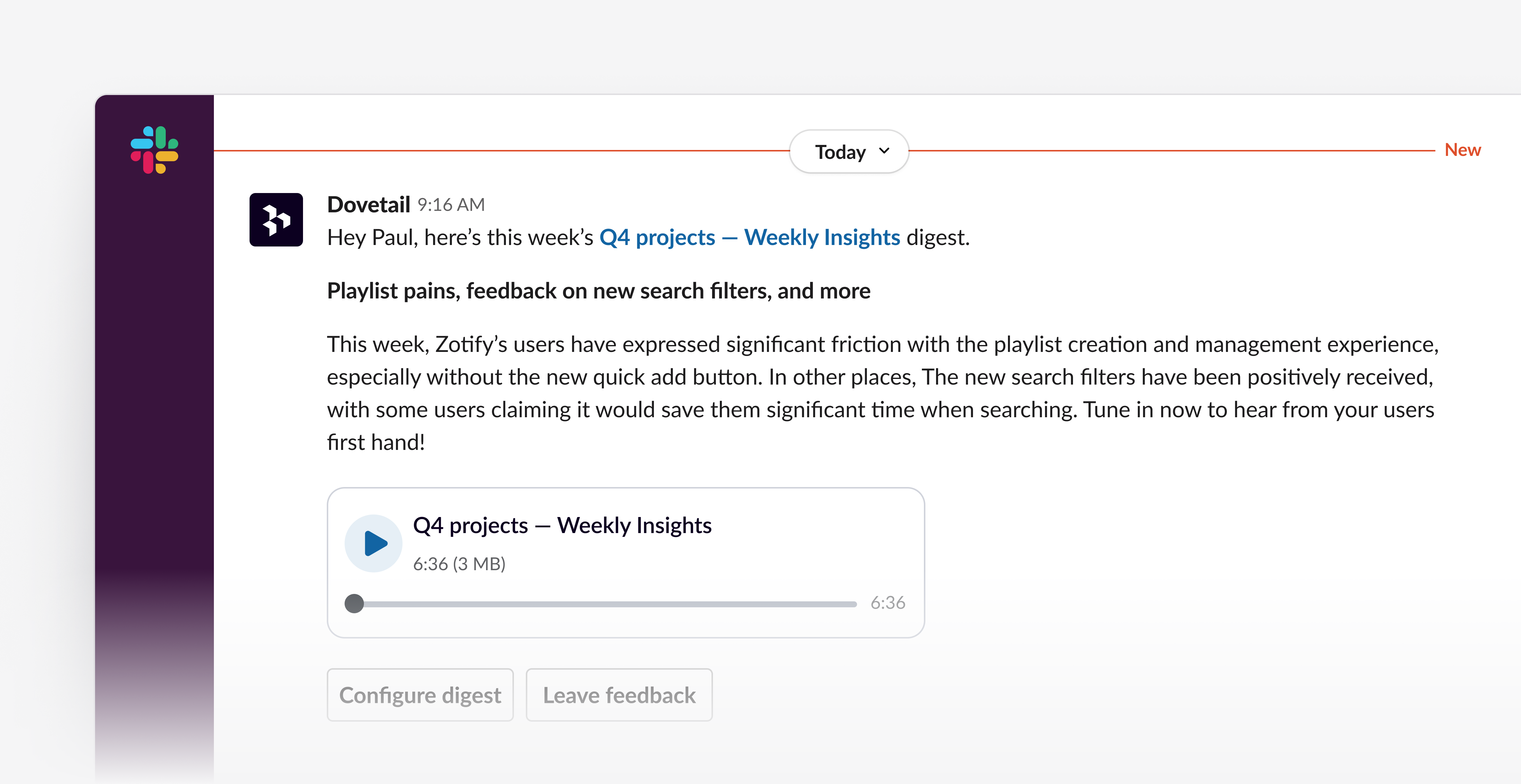 Create digests from Slack queries with Ask Dovetail