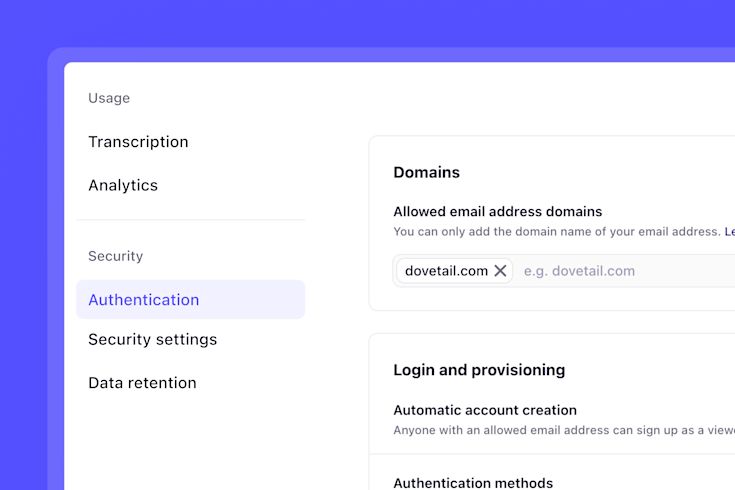 Authentication settings