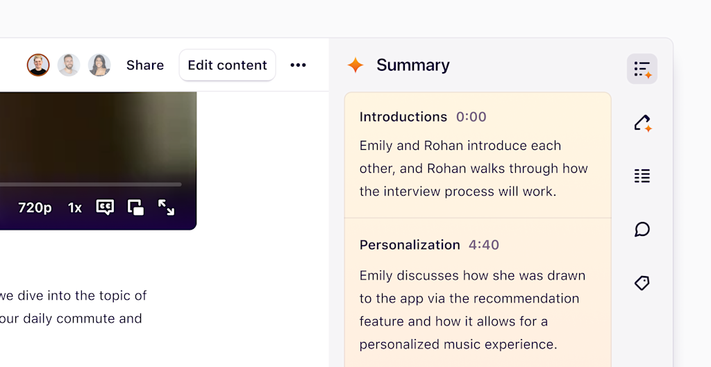 Enhanced transcription summaries