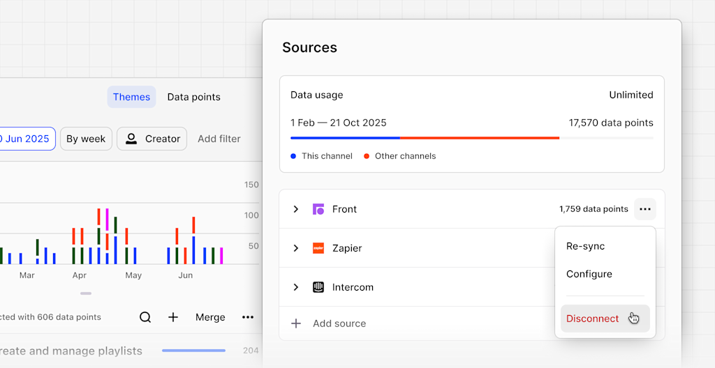 Disconnect data source in Channels