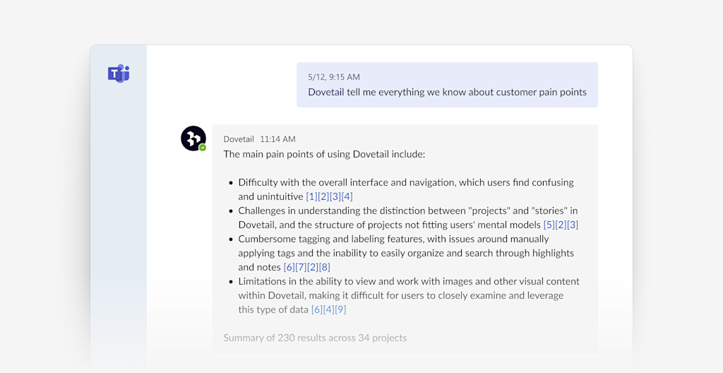 Ask Dovetail in Teams