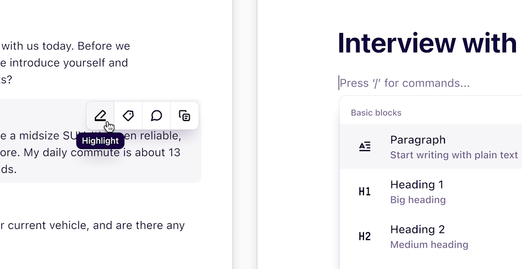 Improved note and insights editor experience