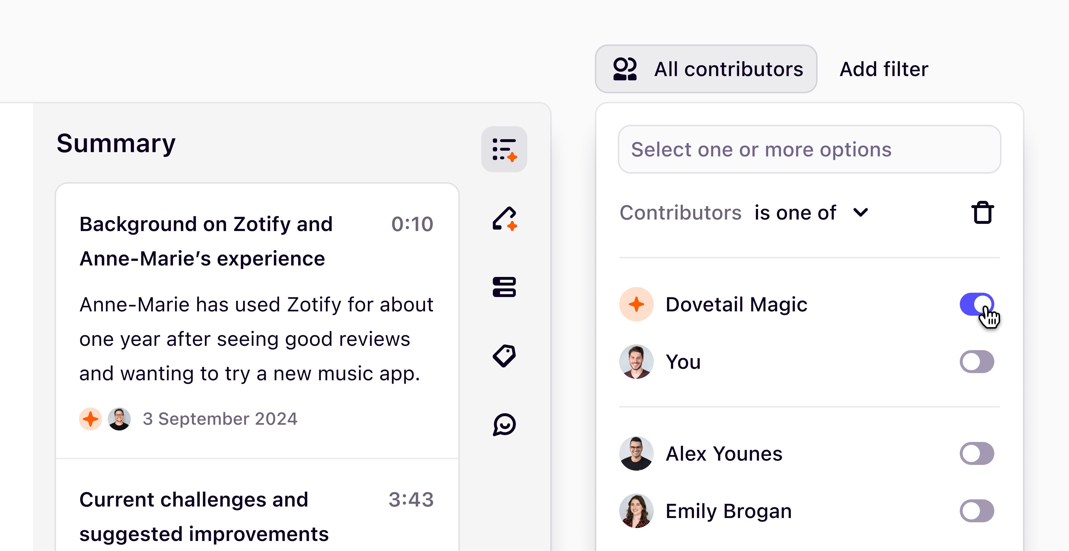 Identify and filter Dovetail Magic contributions