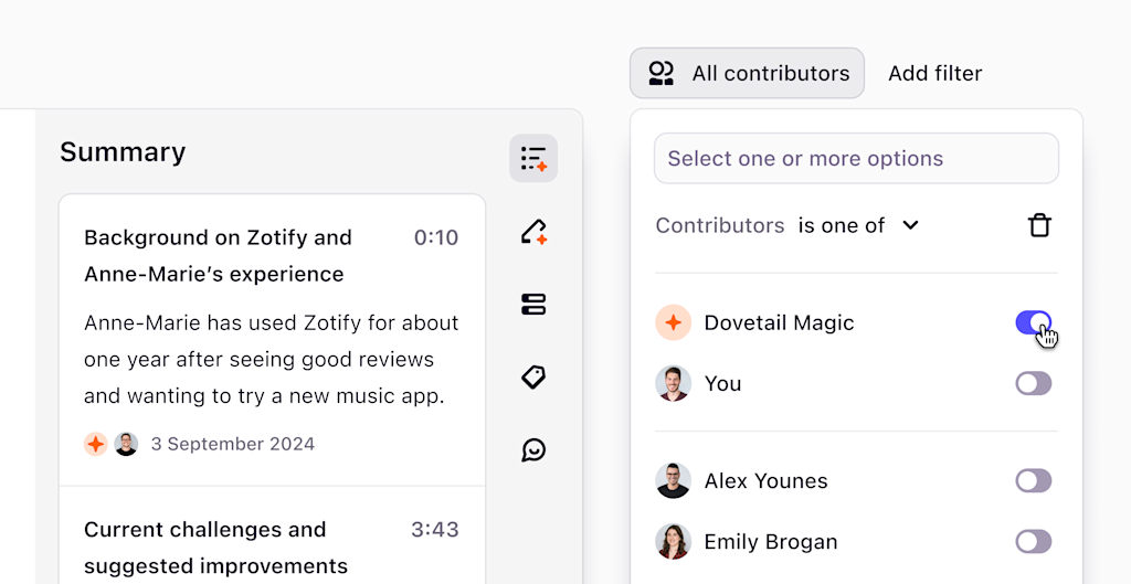 Identify and filter Dovetail Magic contributions