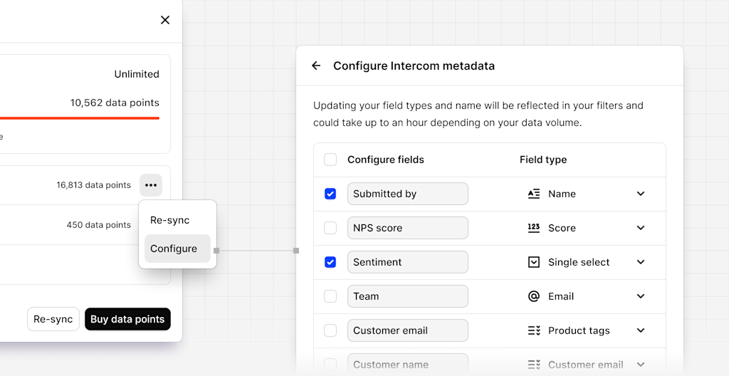 Reconfigure metadata fields in Channels