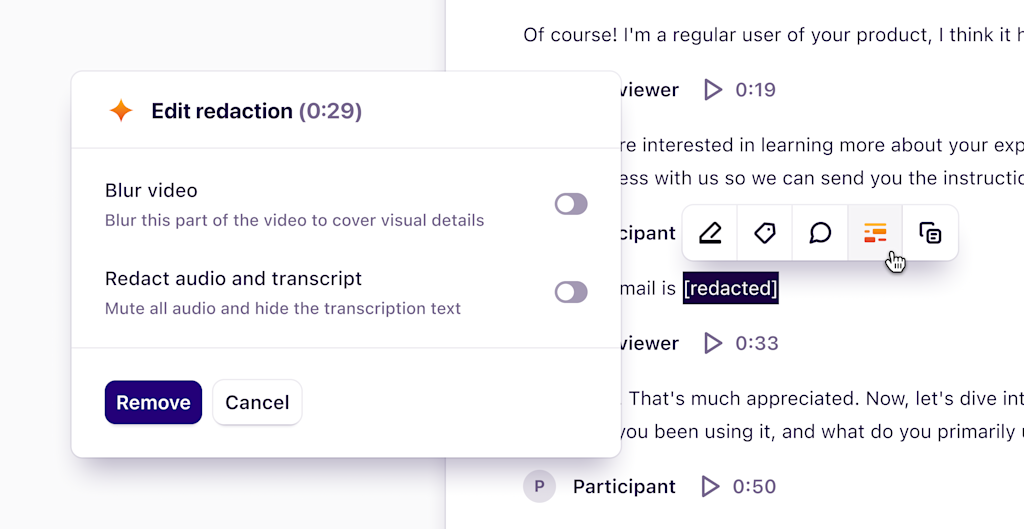 Restore redacted data