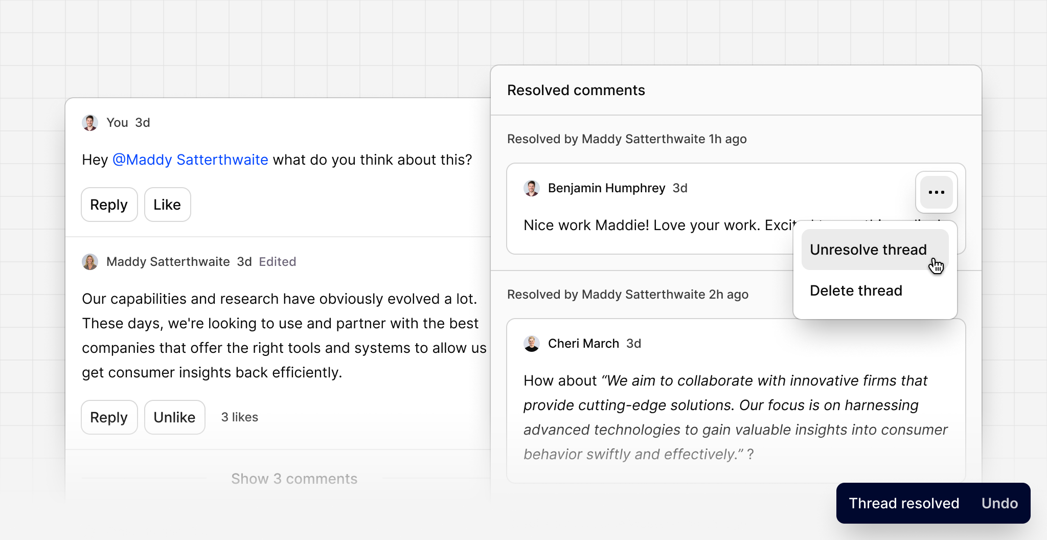Resolve comment threads
