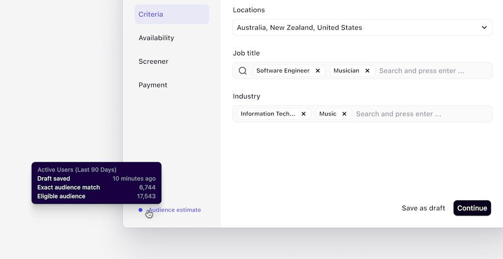 Audience estimate for Recruit