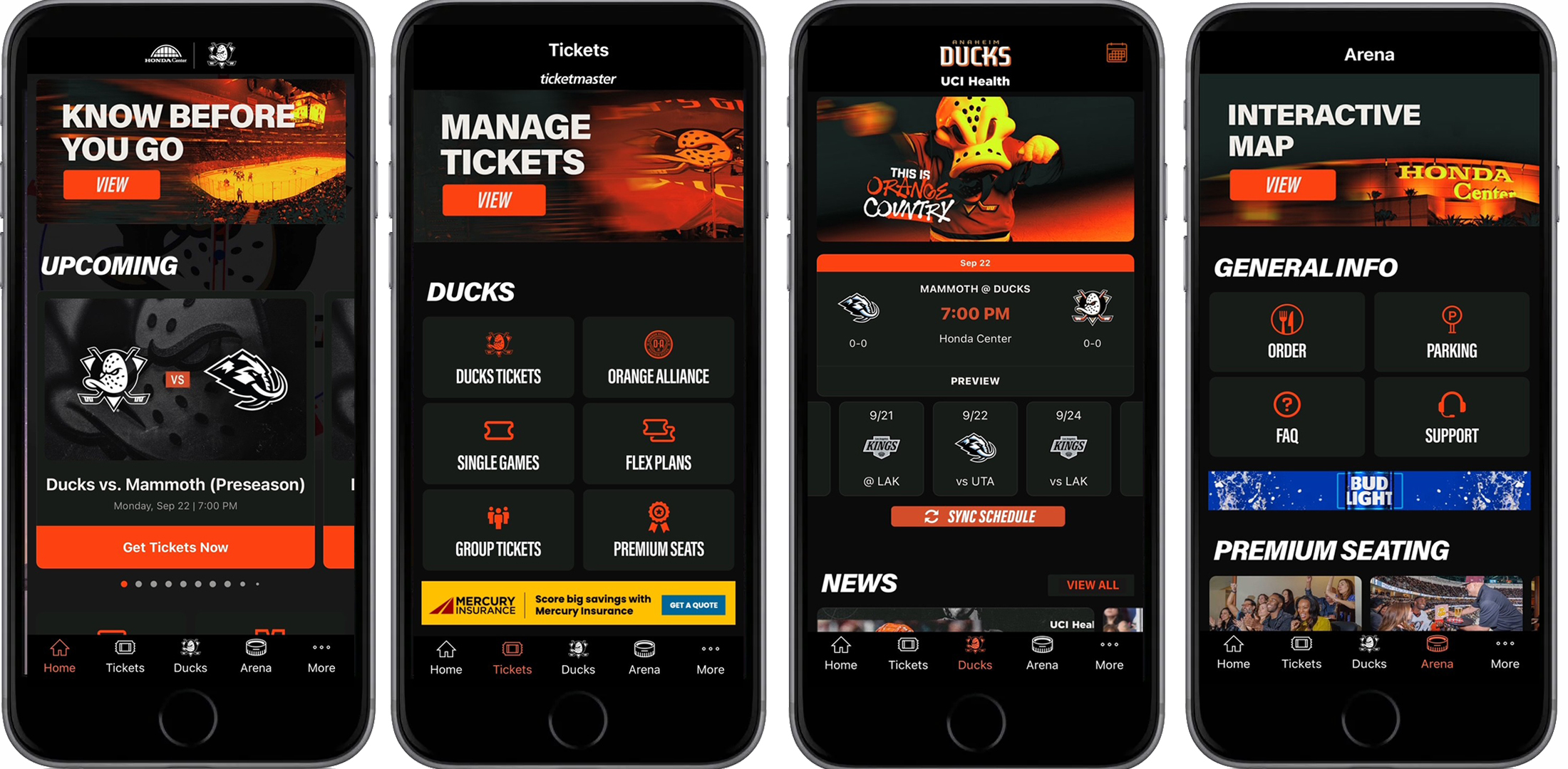 Honda Center App Screens