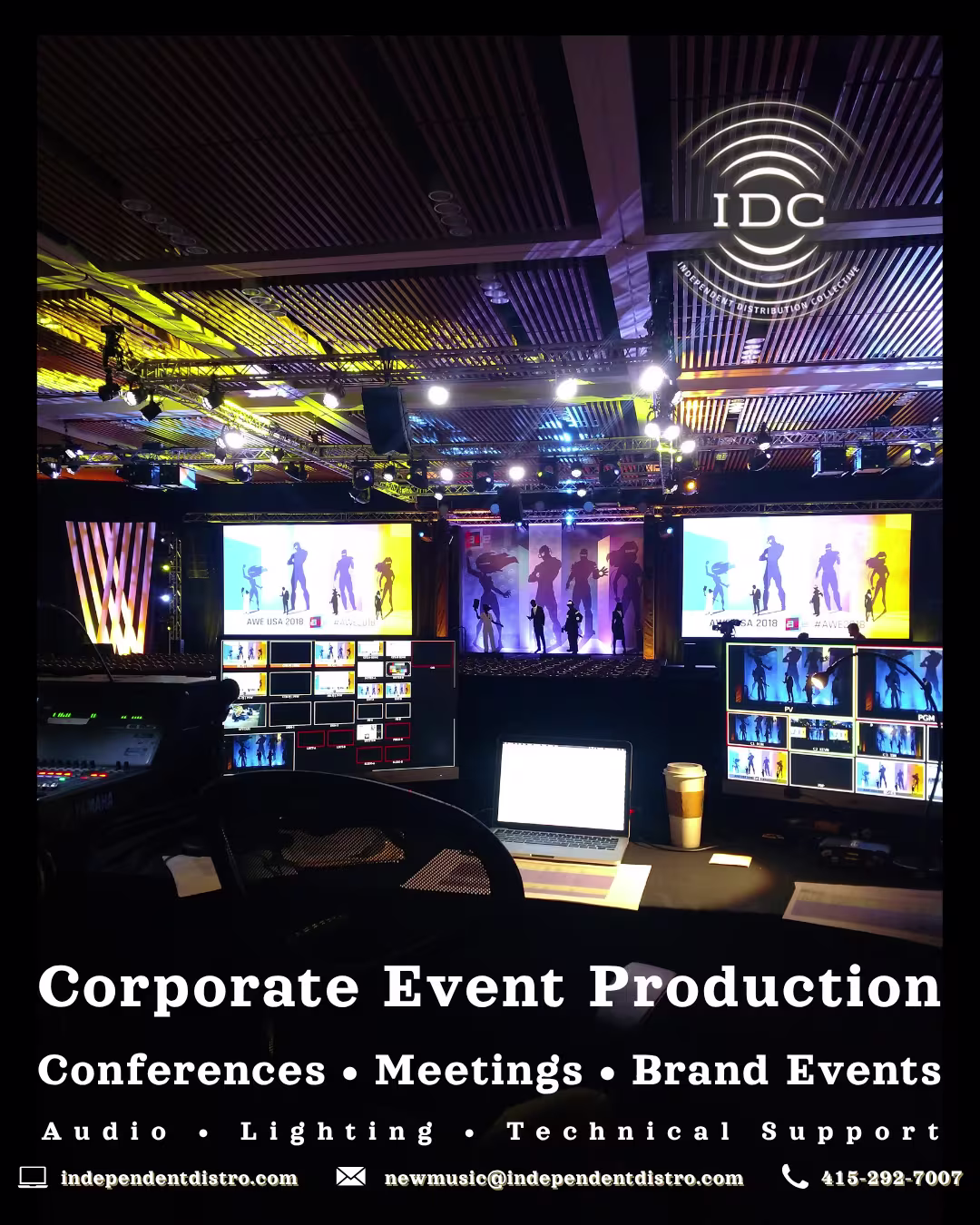 Corporate event production. Conferences. Meetings. Brand Events. Audio, lighting, technical support. We worry about the small details so that you can focus on the bigger picture.
