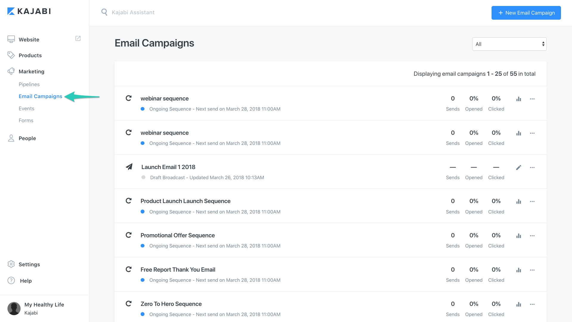 Kajabi - admin sites 6873 email campaigns