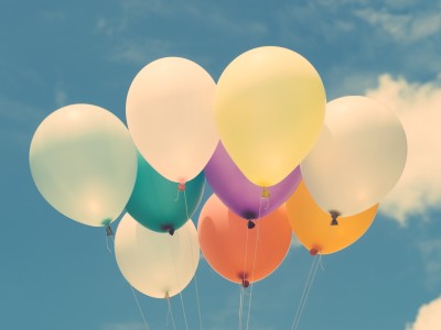 Balloons with a blue sky in the background