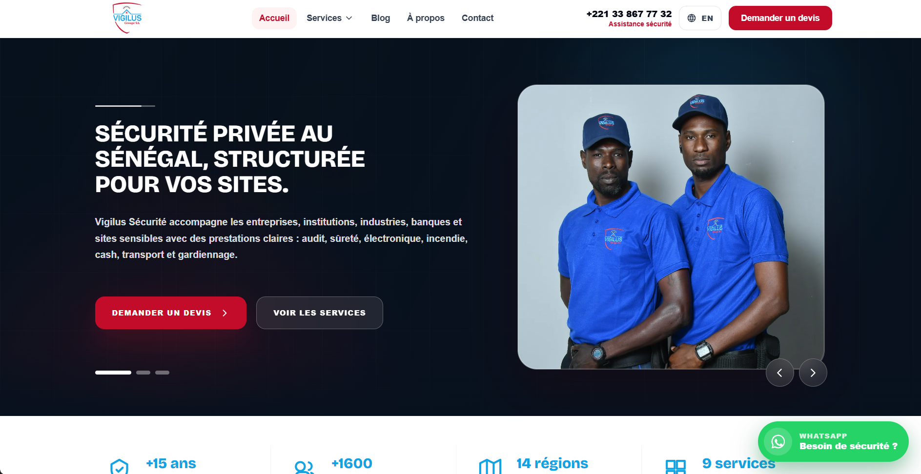 Site vitrine Vigilus Sécurité