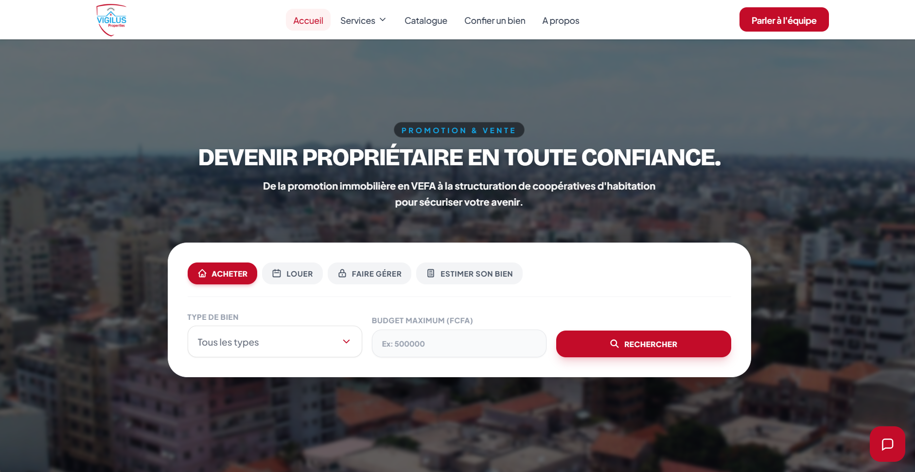 Site vitrine Vigilus Properties