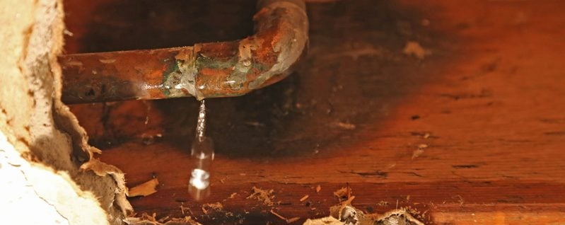 Image of copper pipe dripping