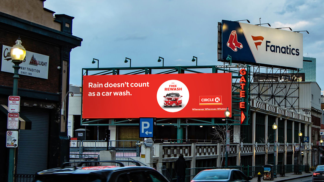 Digital board displaying the Circle K campaign in Canada.