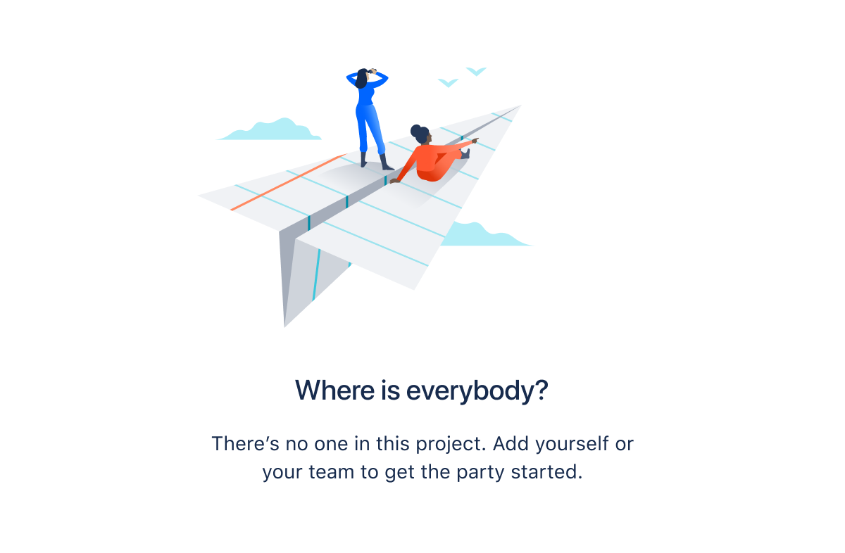 Empty state encouraging an admin to add people to a Jira project space.