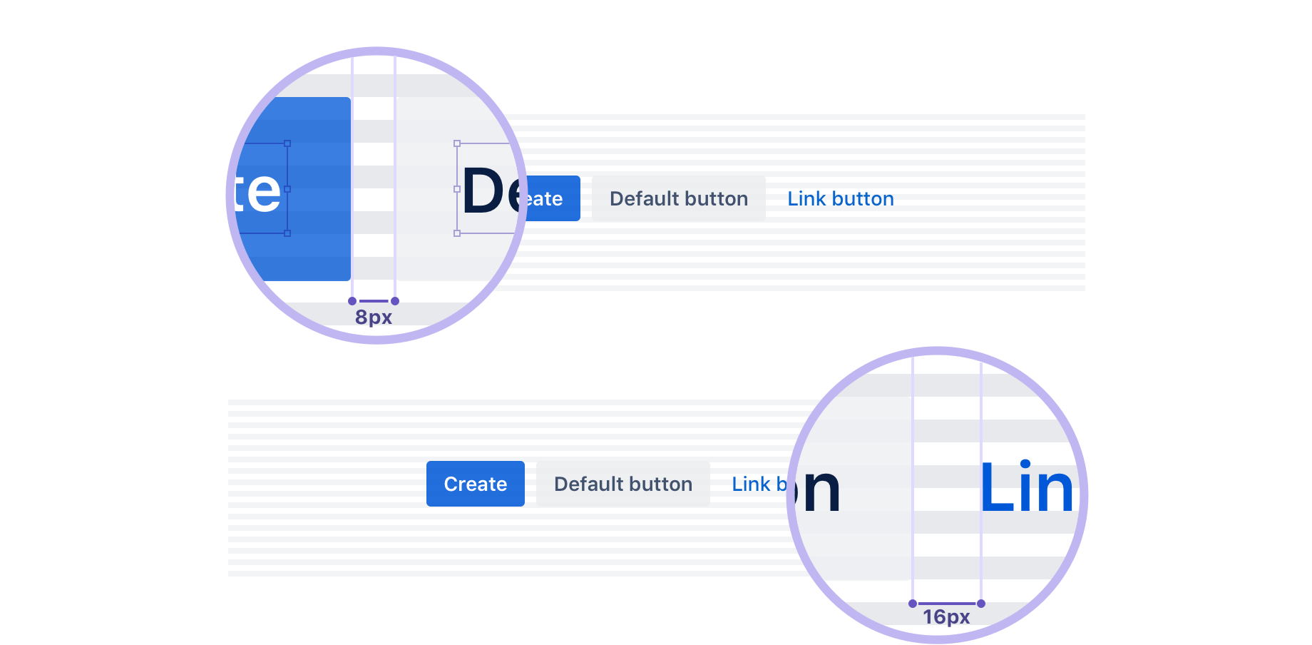 Image showing 16 pixel spacing around buttons. 