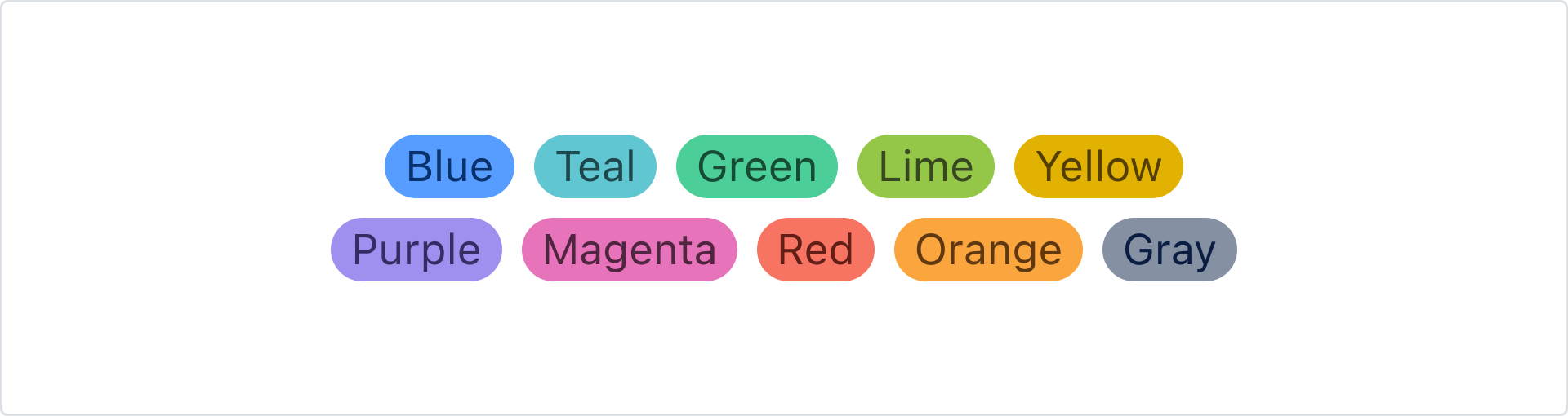 Tags shown in the 10 accent colors.