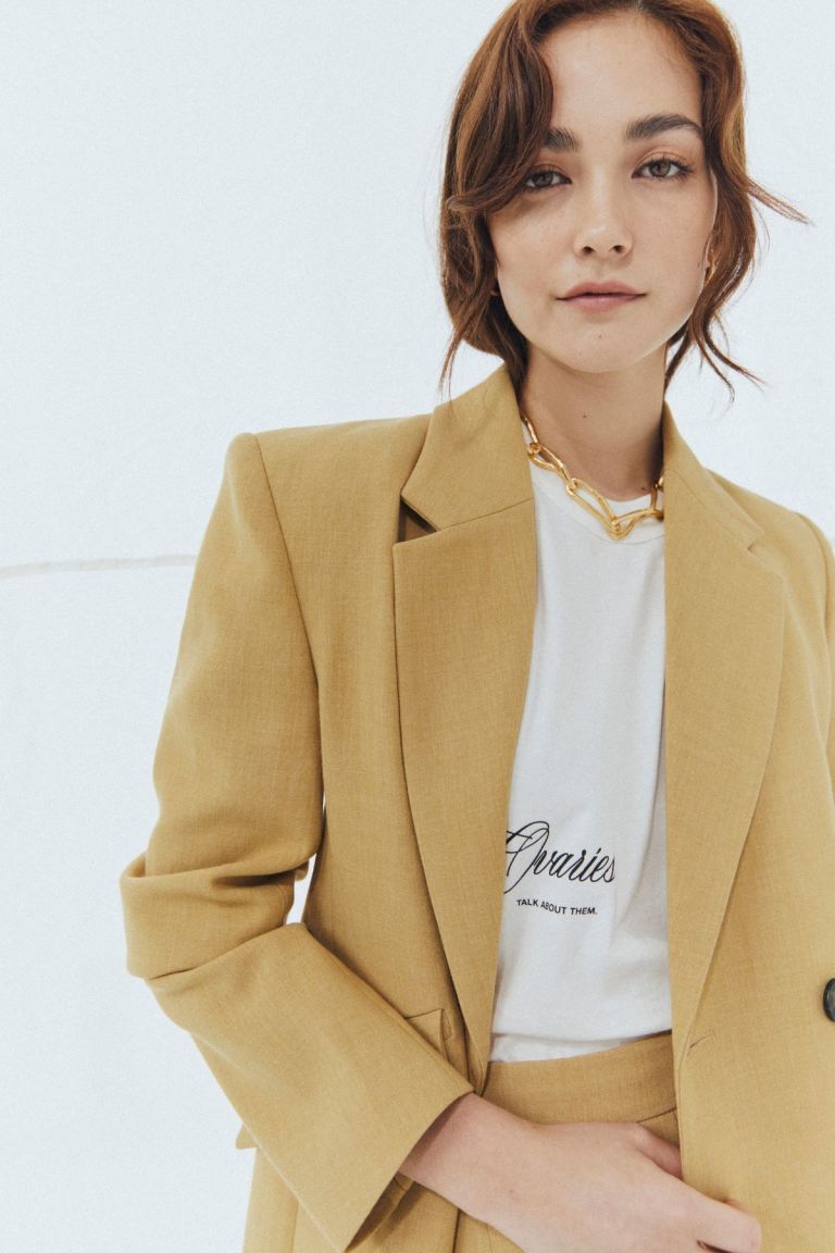 Stradivarius double-breasted tailored coat in camel