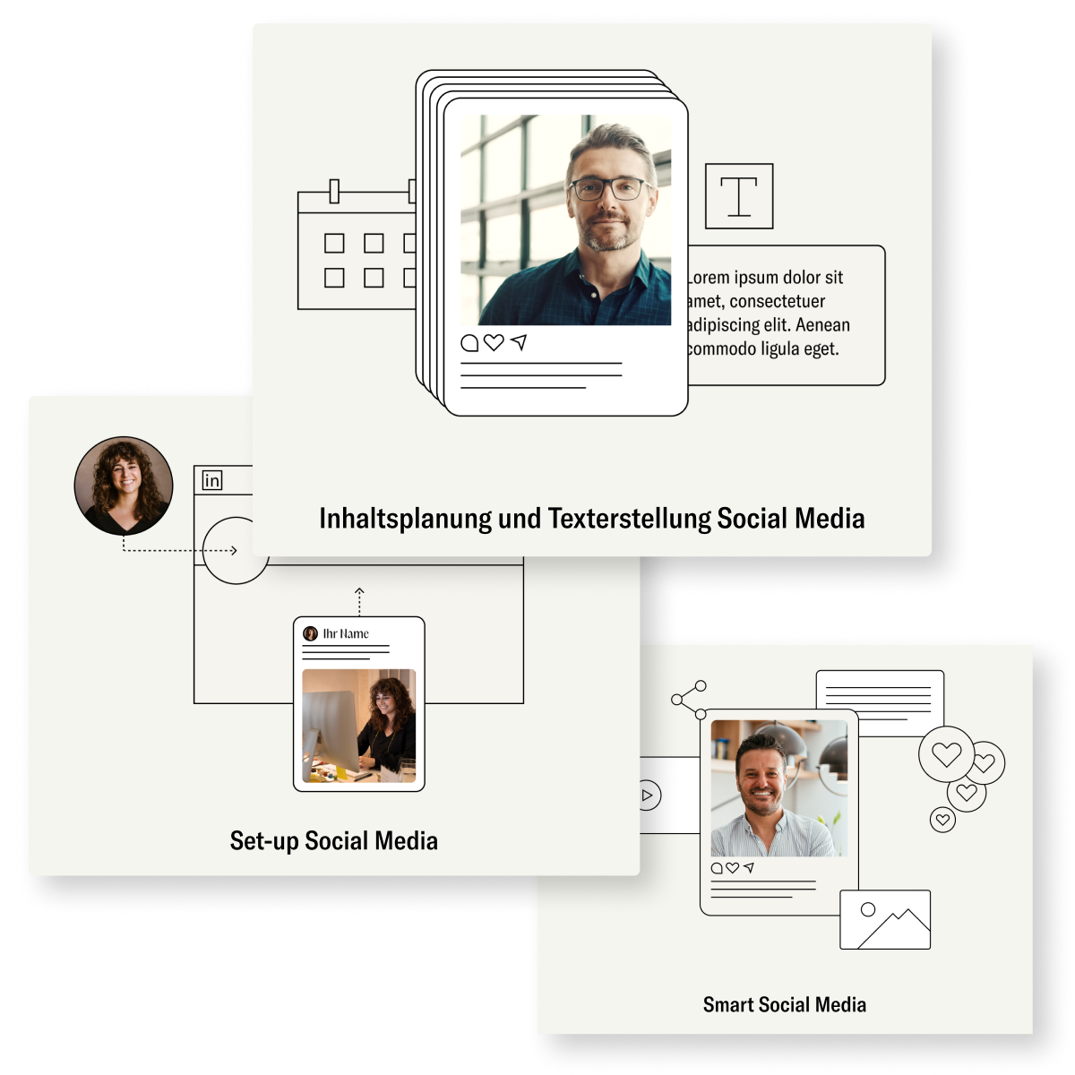 Es werden die Agentur-Services für die Unterstützung rund um Social Media dargestellt.