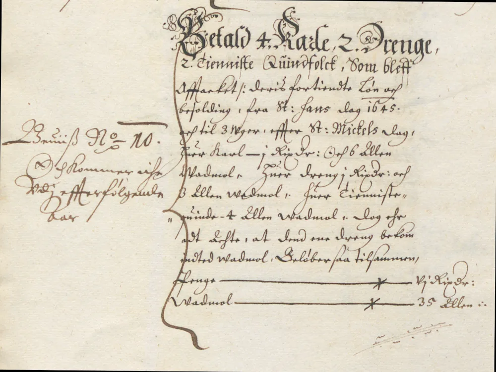 Letter of resignation to labourers in 1645