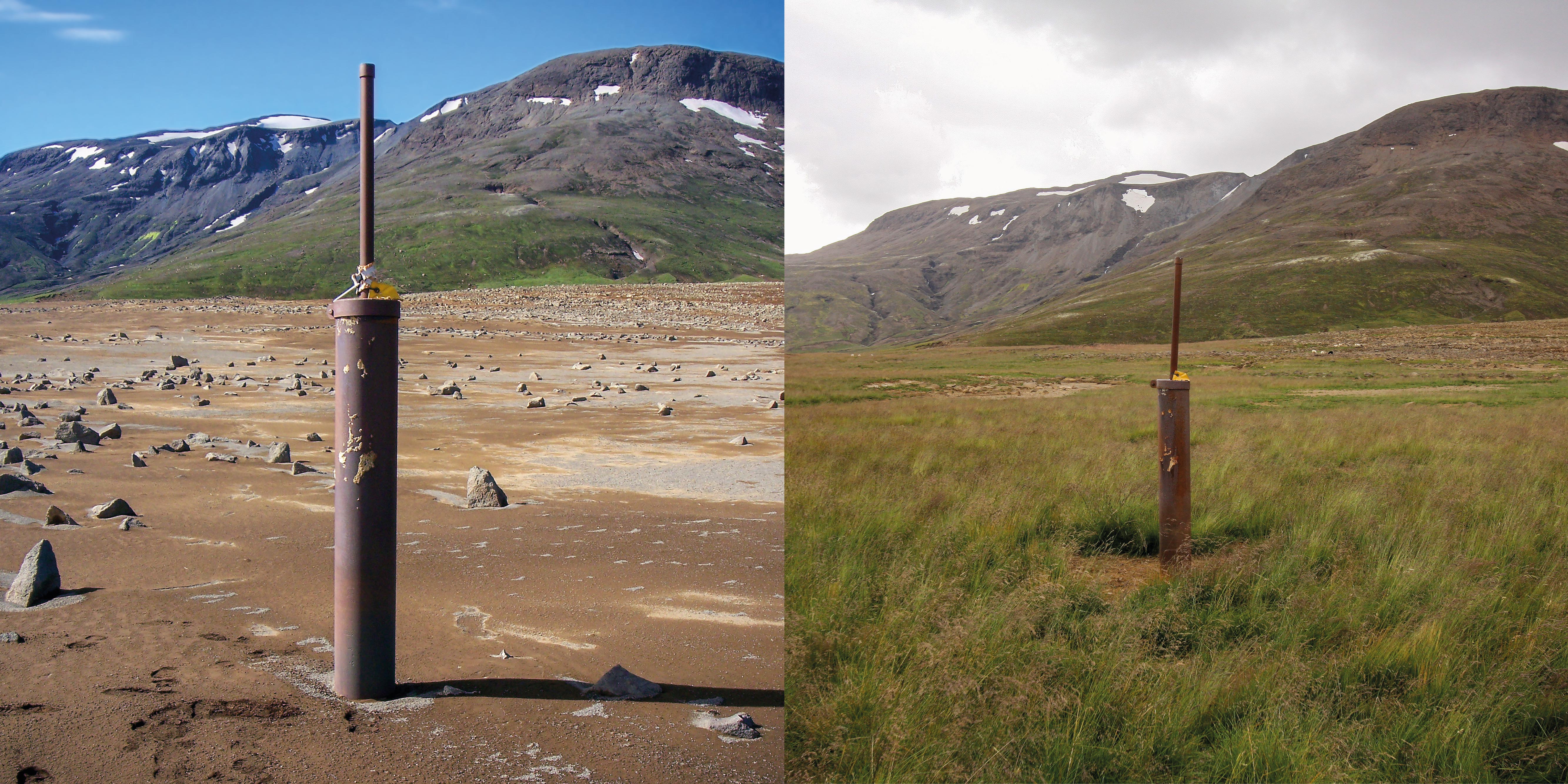 Land Reform Fund site before and after operations. Photo: Landbótasjóður