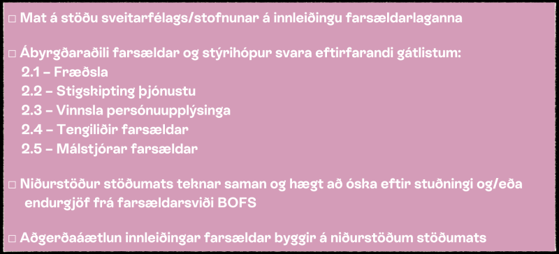 2. skref - varða í innleiðingarhring farsældar