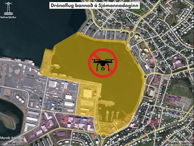 Map of the area where the drone ban is in effect