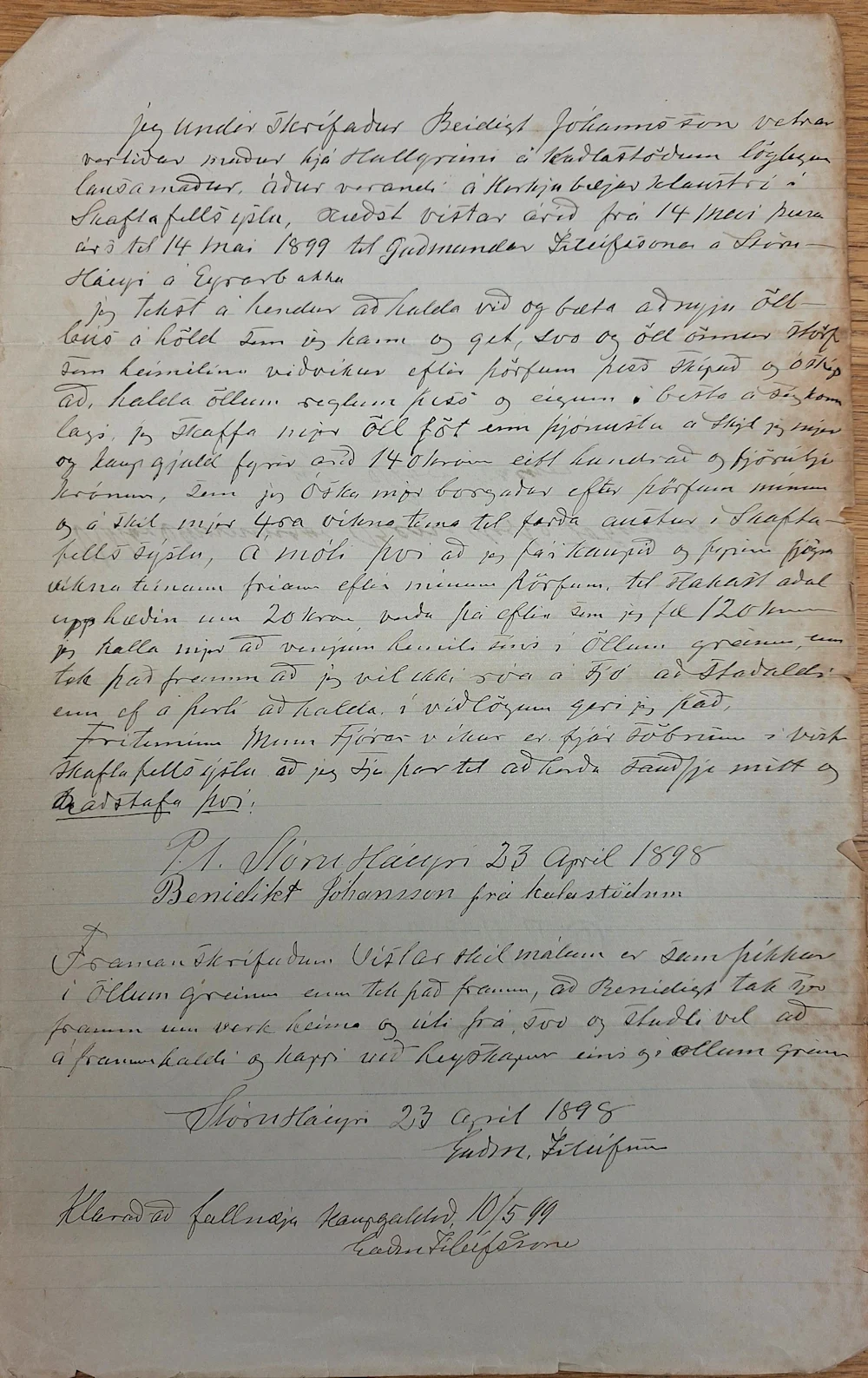 Job contract from 1898